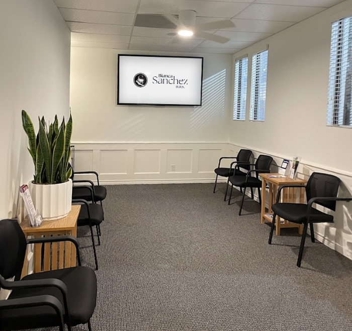 Carpeted waiting area in San Antonio dental office